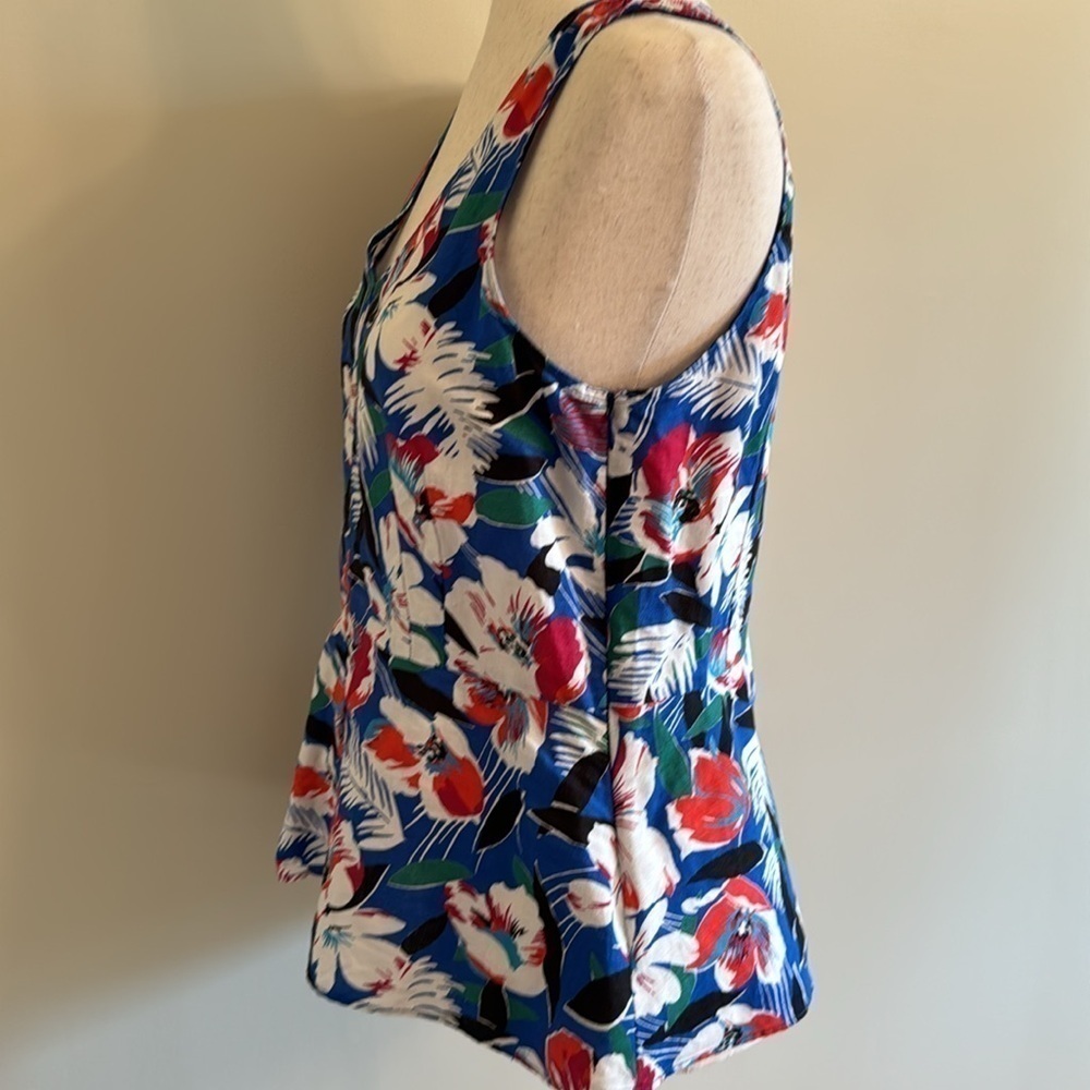 J. Crew Tropical Floral Print Linen Blend Peplum Top Size 6 - Picture 5 of 14